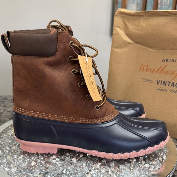 Weatherproof Vintage Brown and Navy Boots NEW 10 - Picture 10 of 13